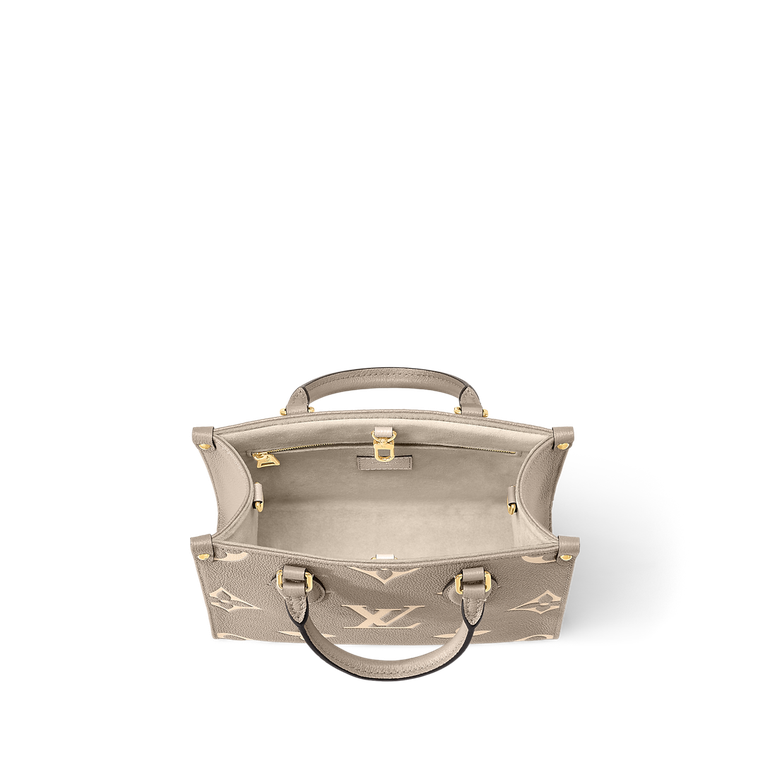 شنطة يد Louis Vuitton بنقشة Monogram Empreinte ومقبض علوي – بيج