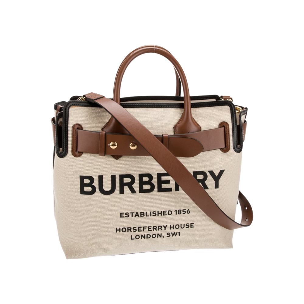 شنطة يد BURBERRY قماش بشعار الماركة مع حزام كتف – بيج