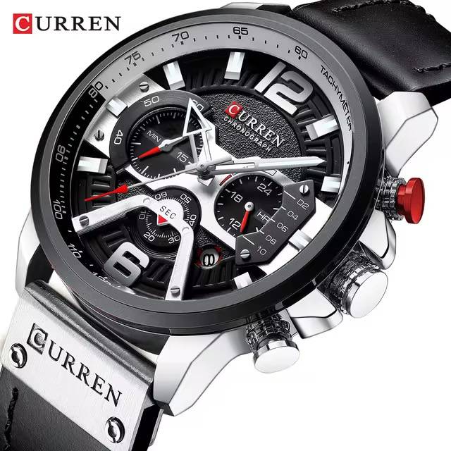 CURREN Men’s Chronograph Watch – Luxury Sport Design with Leather Strap