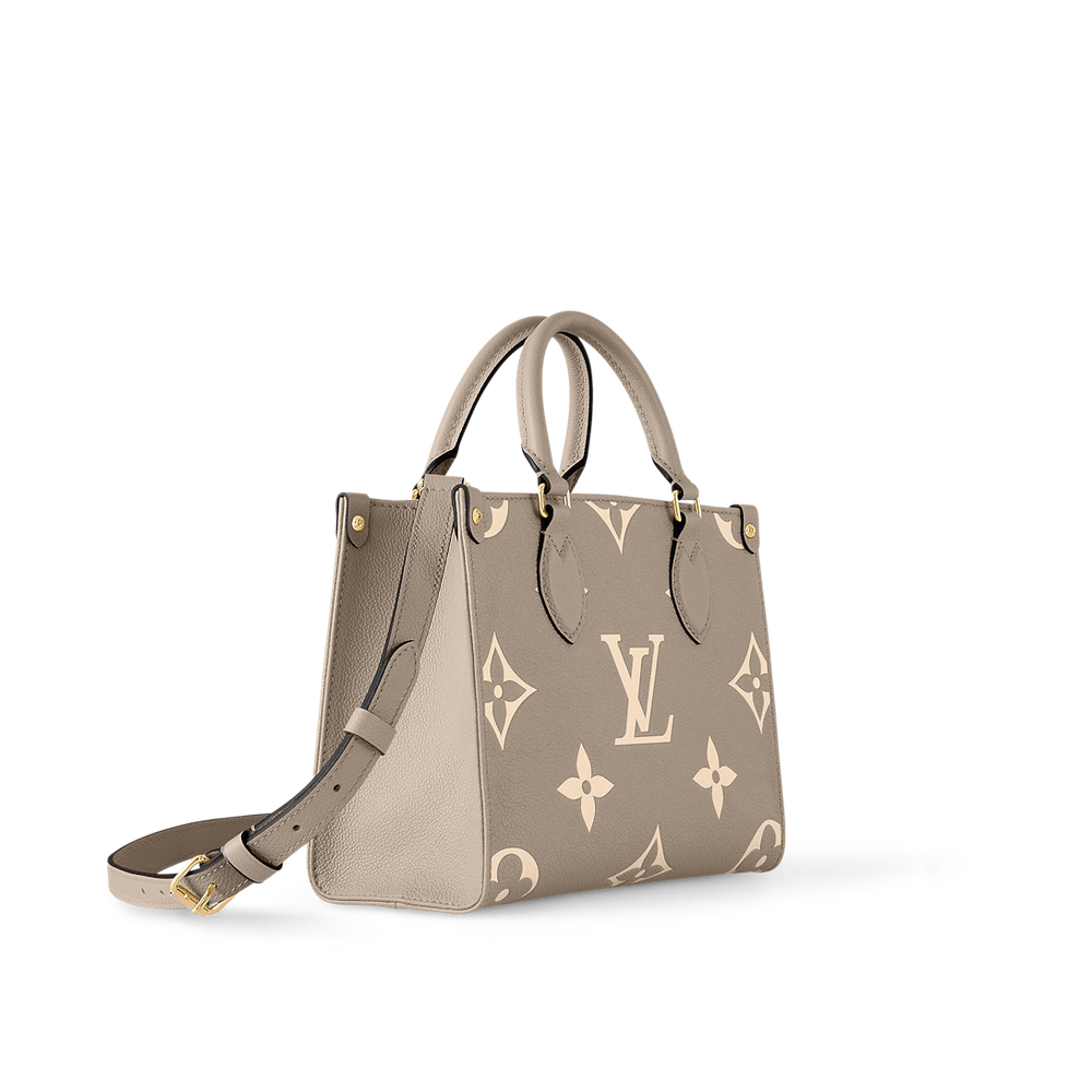 شنطة يد Louis Vuitton بنقشة Monogram Empreinte ومقبض علوي – بيج