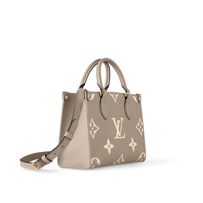 شنطة يد Louis Vuitton بنقشة Monogram Empreinte ومقبض علوي – بيج
