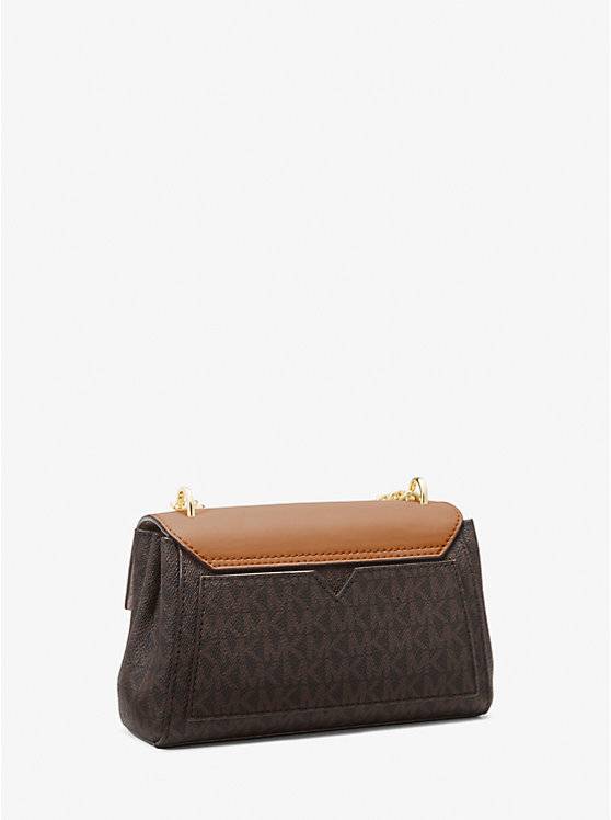 Michael Kors MK Monogram Mini Chain Shoulder Bag – Brown