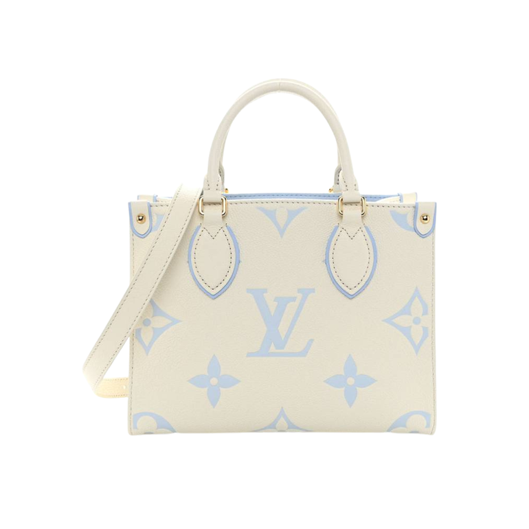 شنطة يد Louis Vuitton بنقشة Monogram Empreinte مع حزام كتف – كريمي / أزرق