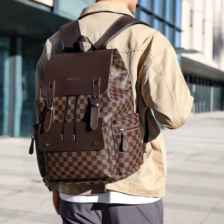 LANCEL PARIS Monogram Backpack with Multiple Pockets – Black
