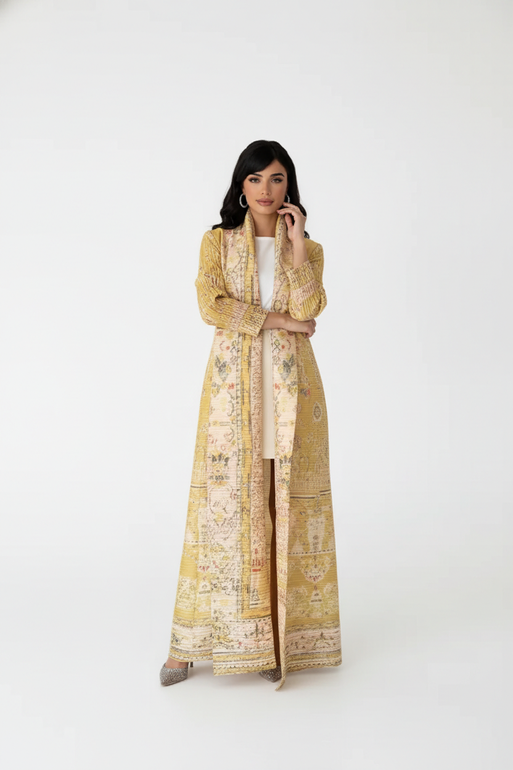 Elegant Printed Open Abaya for Women – Multicolor