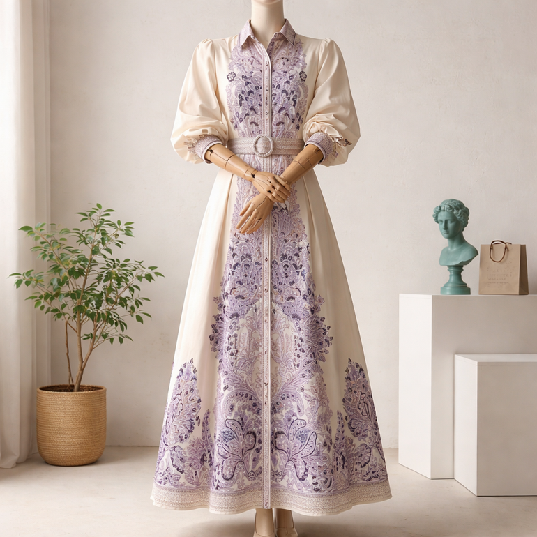 Elegant Long Sleeve Maxi Dress for Women – Stylish Design