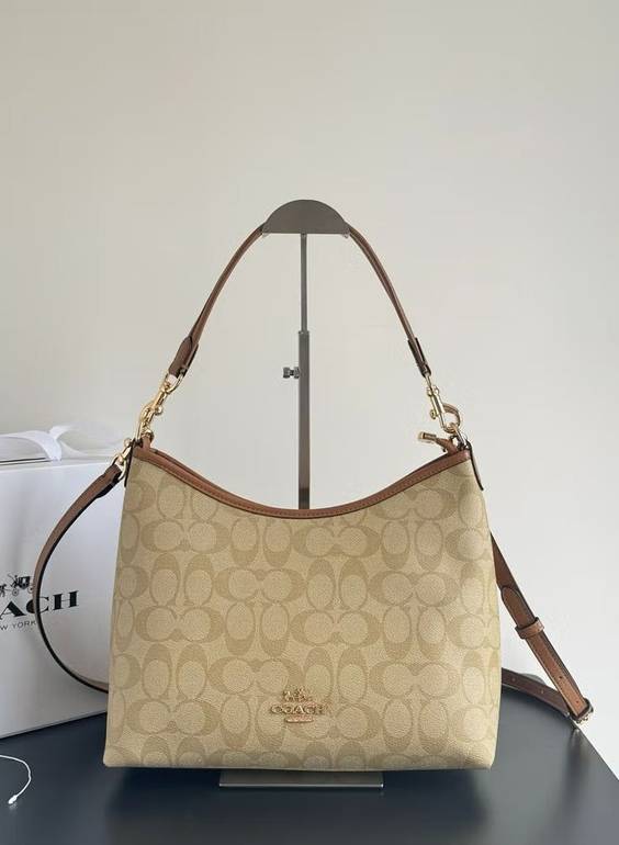 COACH Signature Shoulder Bag with Strap – Beige