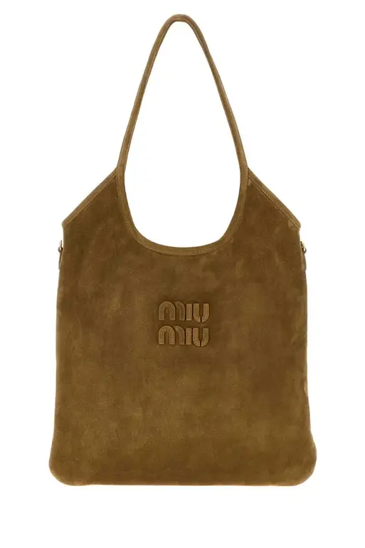 MIU MIU Suede Logo Shoulder Bag – Brown