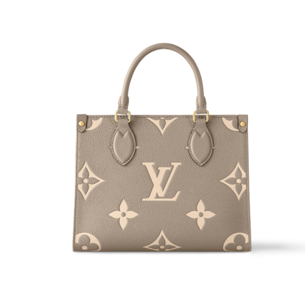 شنطة يد Louis Vuitton بنقشة Monogram Empreinte ومقبض علوي – بيج
