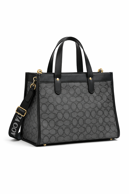 COACH Signature Tote Bag with Shoulder Strap – Black