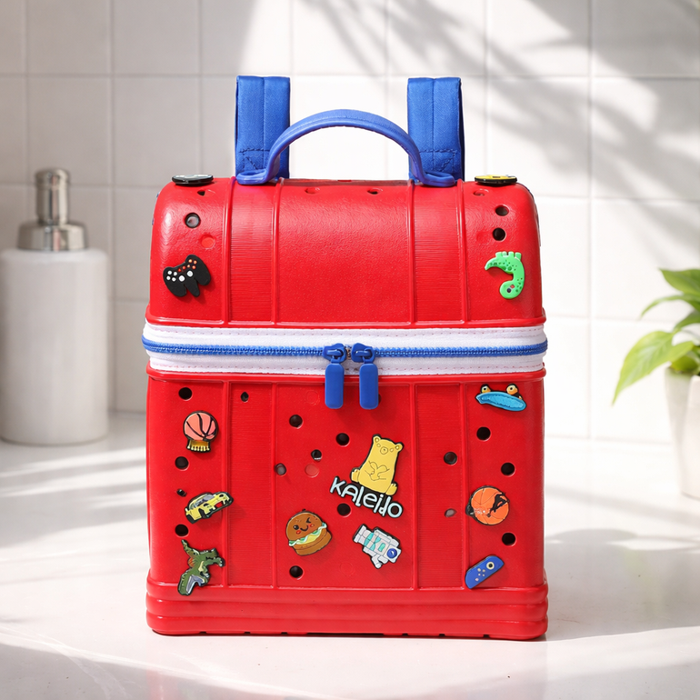Kids Cartoon Crocs Bag – Red