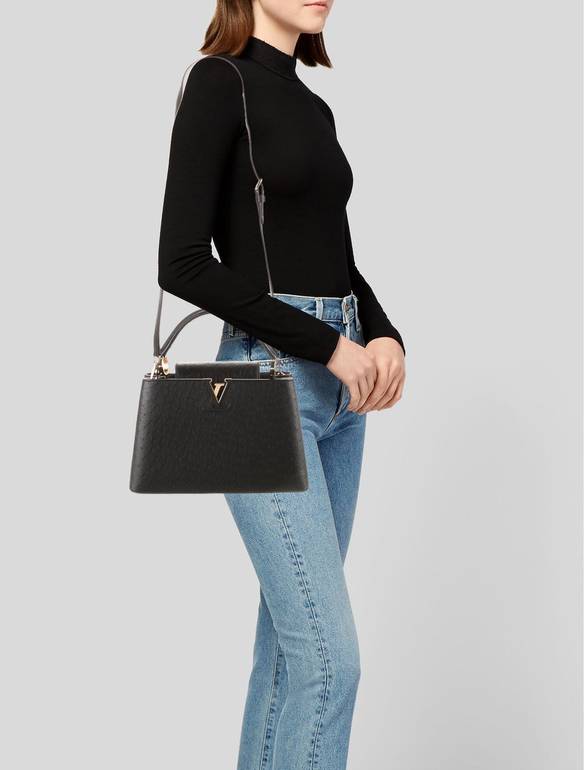 Louis Vuitton Capucines Leather Top Handle Bag – Black