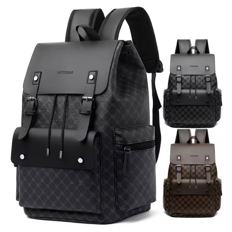 LANCEL PARIS Monogram Backpack with Multiple Pockets – Black