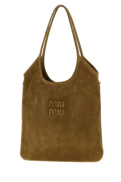 MIU MIU Suede Logo Shoulder Bag – Brown
