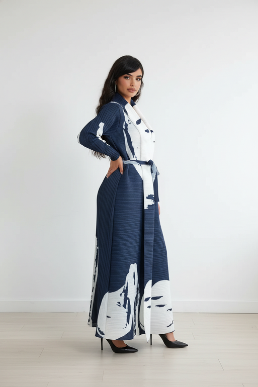 Elegant Printed Open Abaya for Women – Multicolor