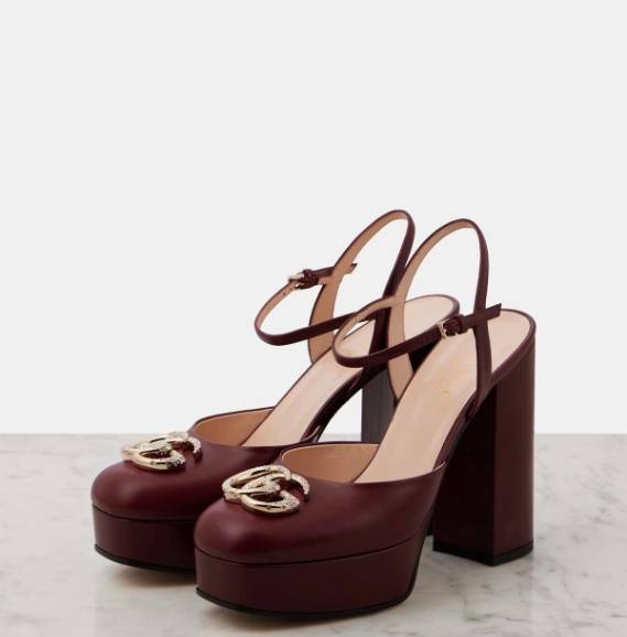 Gucci GG High Heel Platform Pumps – Burgundy Leather