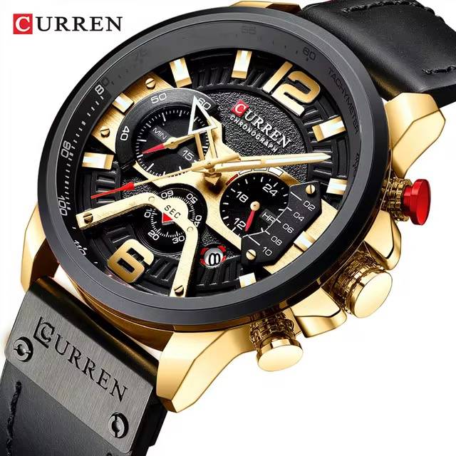 CURREN Men’s Chronograph Watch – Luxury Sport Design with Leather Strap