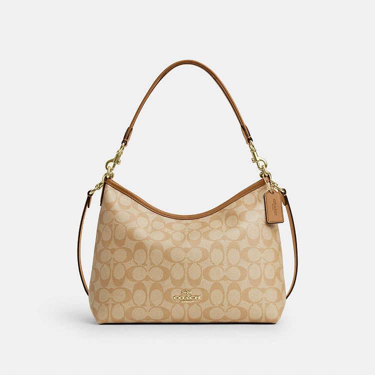COACH Signature Shoulder Bag with Strap – Beige