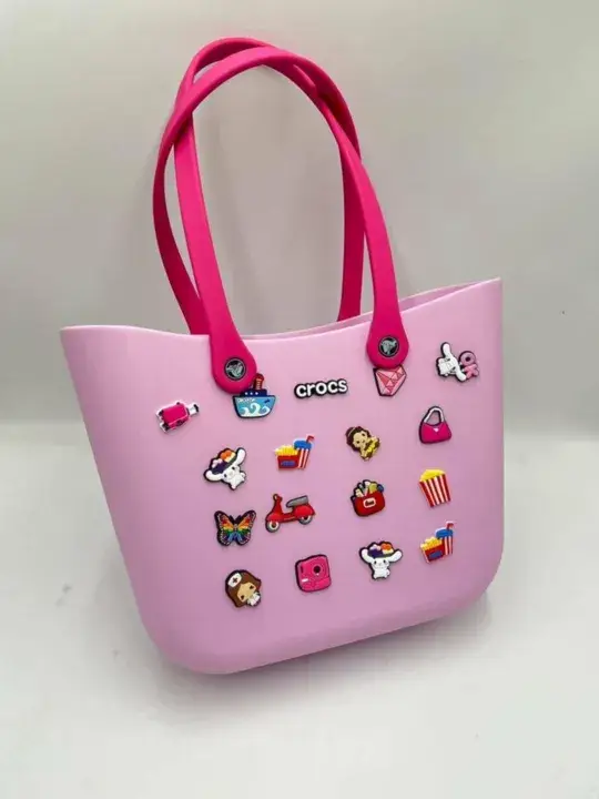 Pink Crocs Tote Bag for Women with Charms – Stylish Design