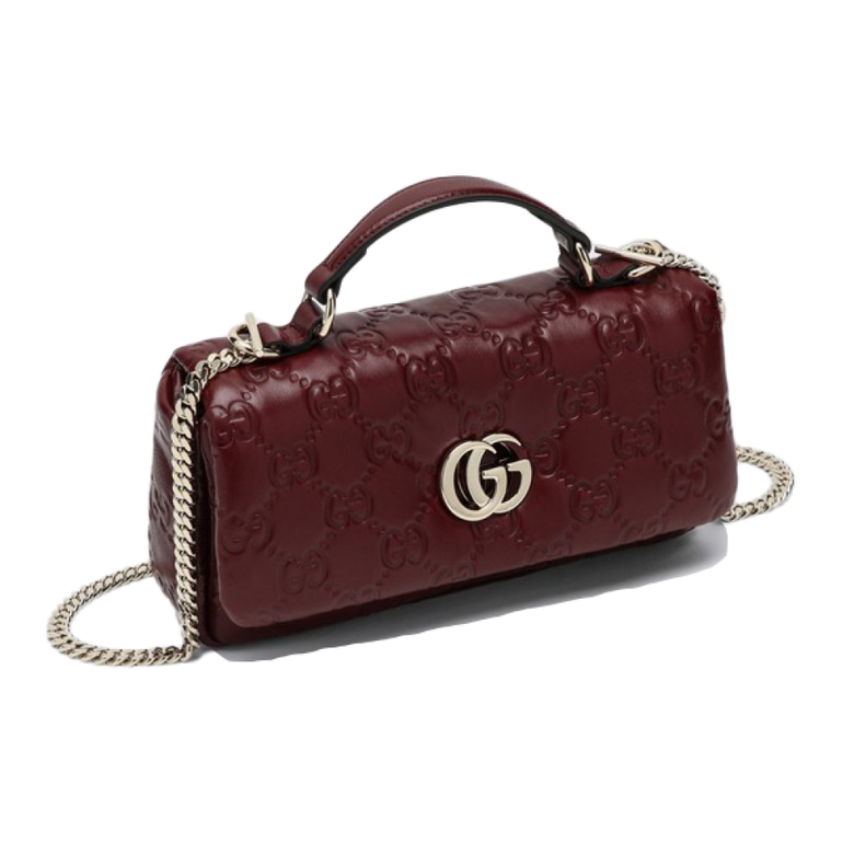GUCCI GG Monogram Chain Shoulder Bag – Burgundy