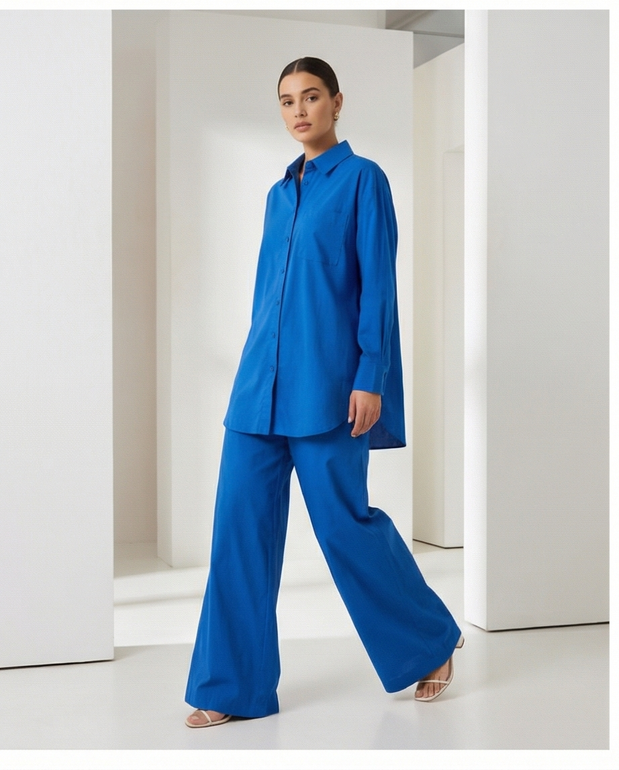Women’s Elegant Summer 3-Piece Set – Soft Cotton Fabric “Blue”