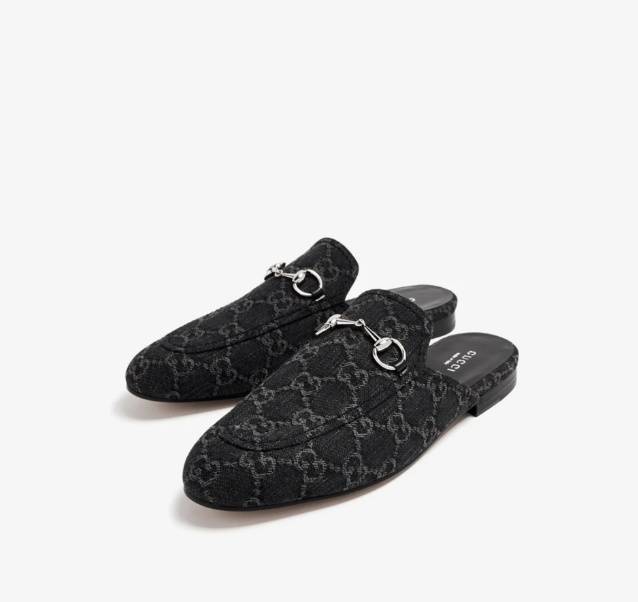 Gucci Princetown denim slippers - Black