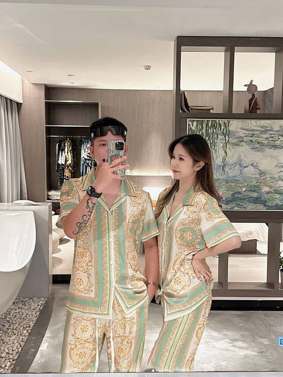 Versailles Luxury Pajama Set – Green & Gold