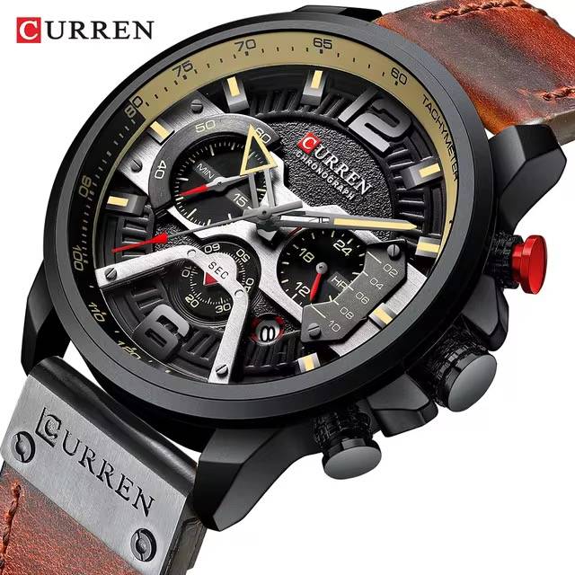 CURREN Men’s Chronograph Watch – Luxury Sport Design with Leather Strap