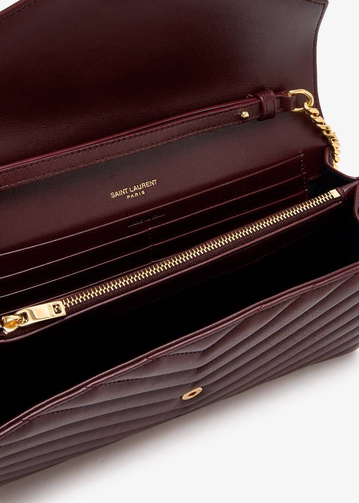 محفظة Saint Laurent Envelope بشعار YSL – عنابي