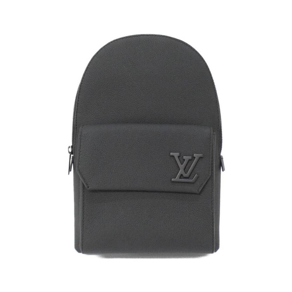 حقيبة ظهر Louis Vuitton جلد بتصميم أنيق وجيب أمامي – أسود