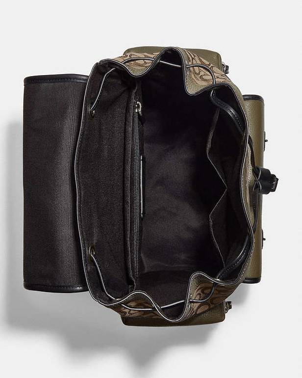 COACH Signature Canvas Backpack – Khaki Green