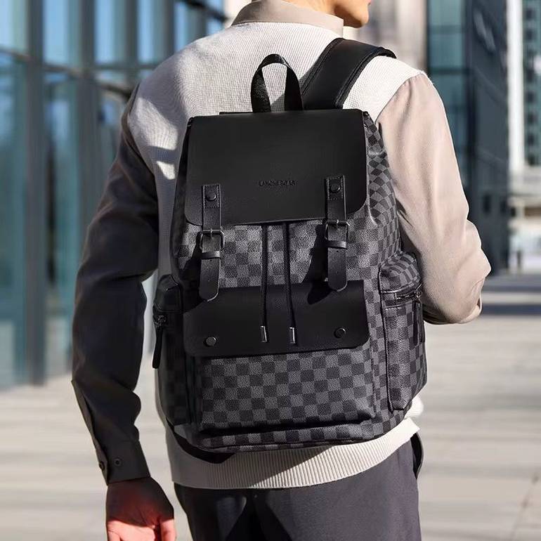LANCEL PARIS Monogram Backpack with Multiple Pockets – Black
