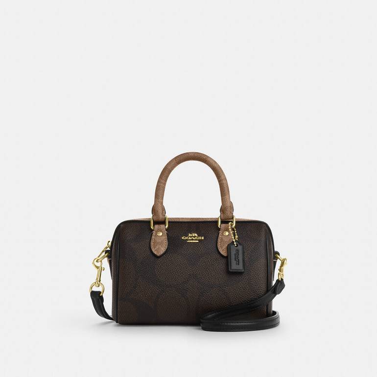 شنطة يد COACH ميني بنقشة Signature – بني