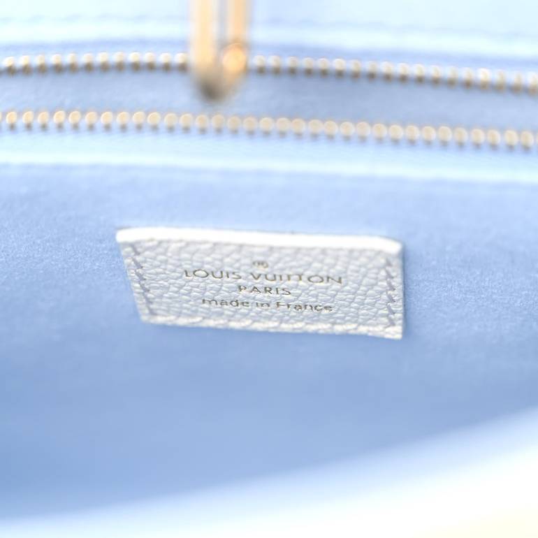Louis Vuitton Monogram Empreinte Top Handle Bag with Shoulder Strap – Cream / Blue