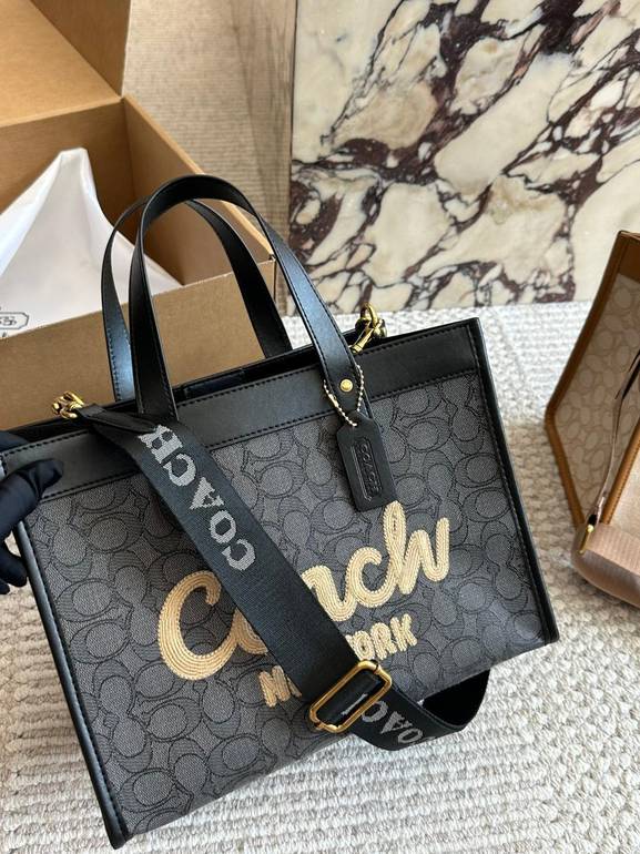 COACH Signature Tote Bag with Shoulder Strap – Black