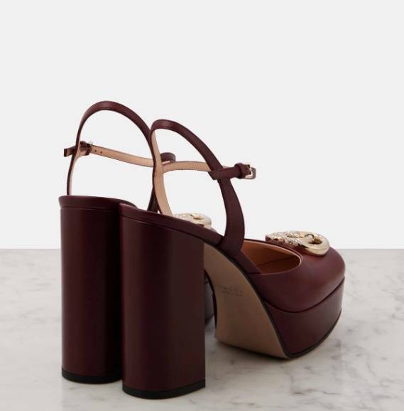 Gucci GG High Heel Platform Pumps – Burgundy Leather