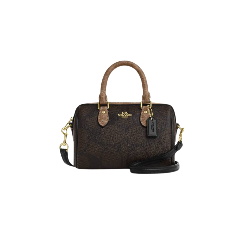 شنطة يد COACH ميني بنقشة Signature – بني
