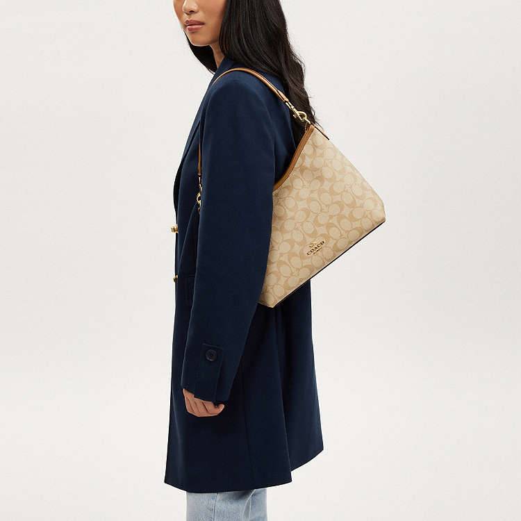 COACH Signature Shoulder Bag with Strap – Beige