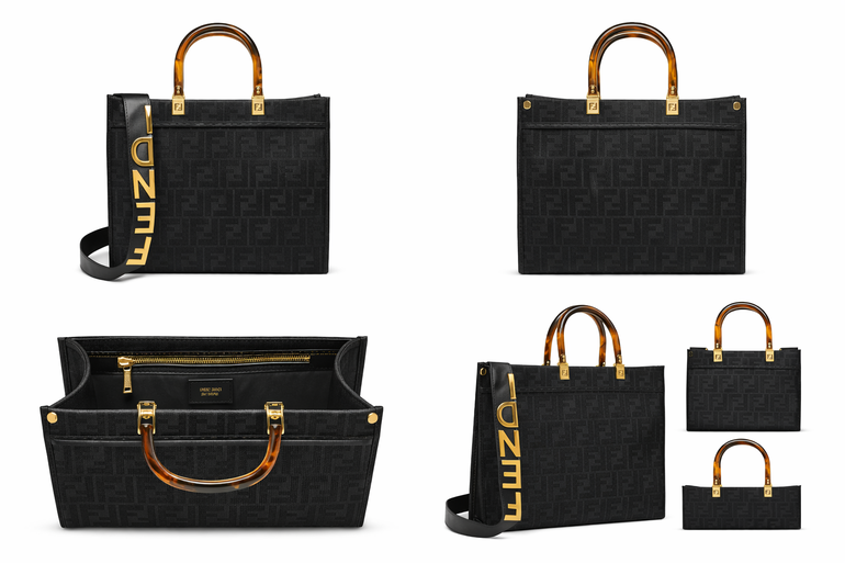 Fendi FF Monogram Tote Bag with Shoulder Strap – Black