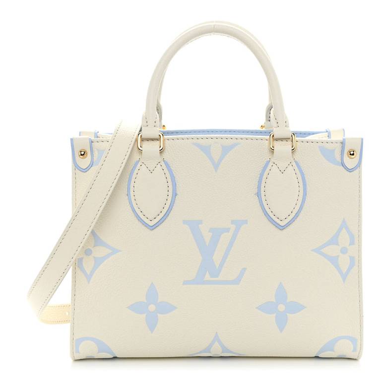 Louis Vuitton Monogram Empreinte Top Handle Bag with Shoulder Strap – Cream / Blue