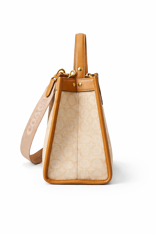 Coach New York Field Tote Bag with Shoulder Strap – Beige & Brown