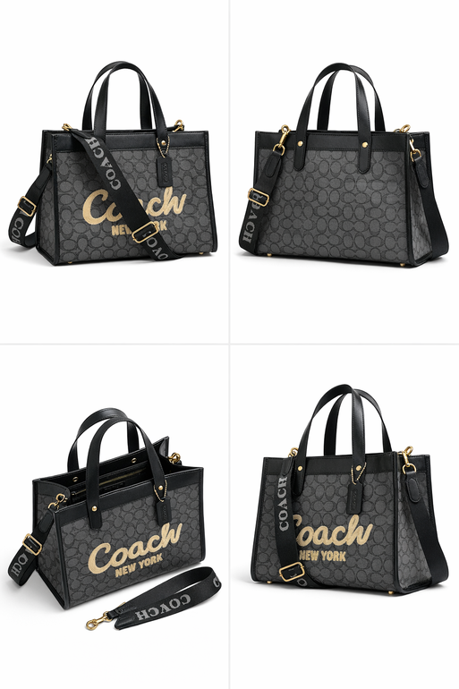 COACH Signature Tote Bag with Shoulder Strap – Black