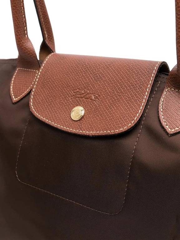 Longchamp Le Pliage Nylon Tote Bag with Leather Handle – Brown