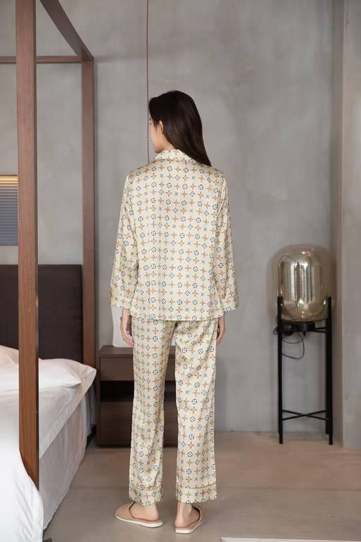 Luxury Women Pajama – Beige Monogram Inspired by Louis Vuitton