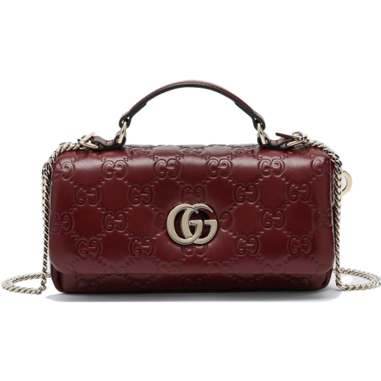 GUCCI GG Monogram Chain Shoulder Bag – Burgundy