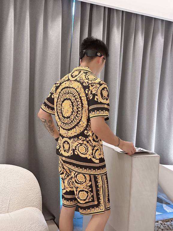 Aurora Luxury Pajama Set – Black & Gold Baroque Design