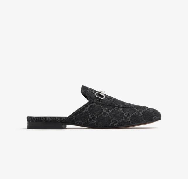 Gucci Princetown denim slippers - Black