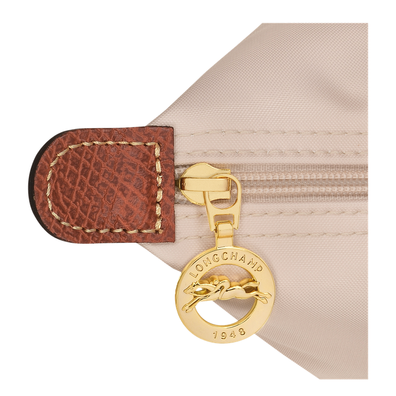 شنطة كتف Longchamp Le Pliage نايلون مع مقبض جلدي – بيج