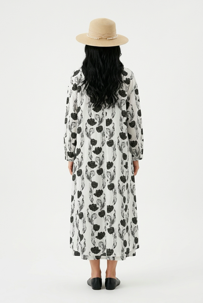 Women’s Floral Print Set – Long Shirt & Pants