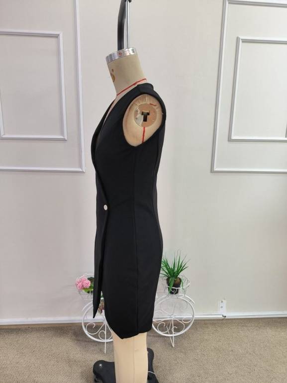 Elegant Wrap Style Black Dress